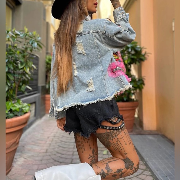 Colorful Embellished Denim Jacket - Picture 6 of 13